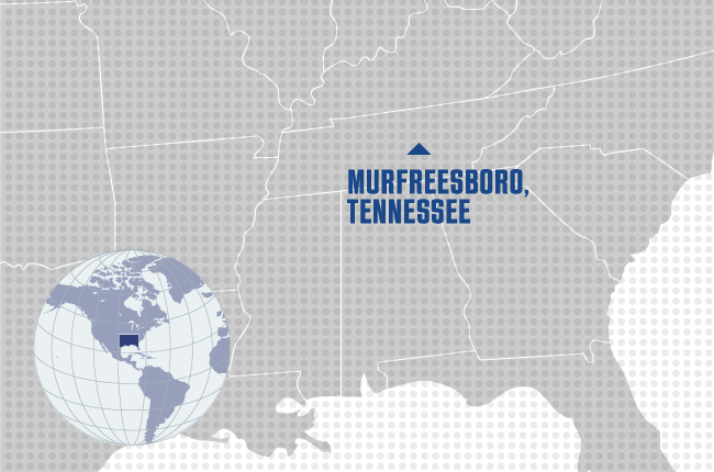 Murfreesboro, Tennessee, USA map